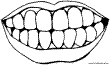 Colorea esta l&aacute;mina sobre Las Partes del Cuerpo. Pintar la Boca. Los labios y los dientes sonriendo